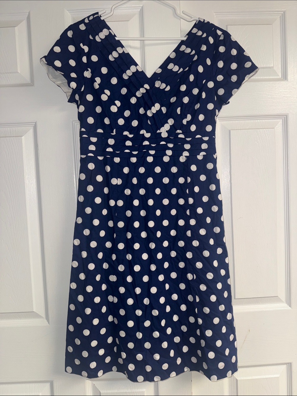 Boden Womens Size 12 Navy Polka Dot Dress 100% Cotton